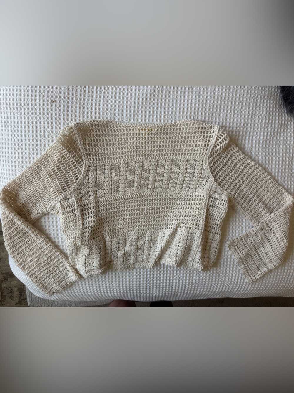 Rebellion Cream Open-Weave Button Cardigan - Picture 5 of 5